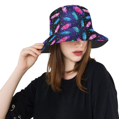 Feather Colorful Boho Design Print Unisex Bucket Hat