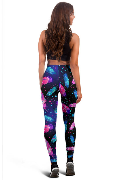 Feather Colorful Boho Design Print Women Leggings