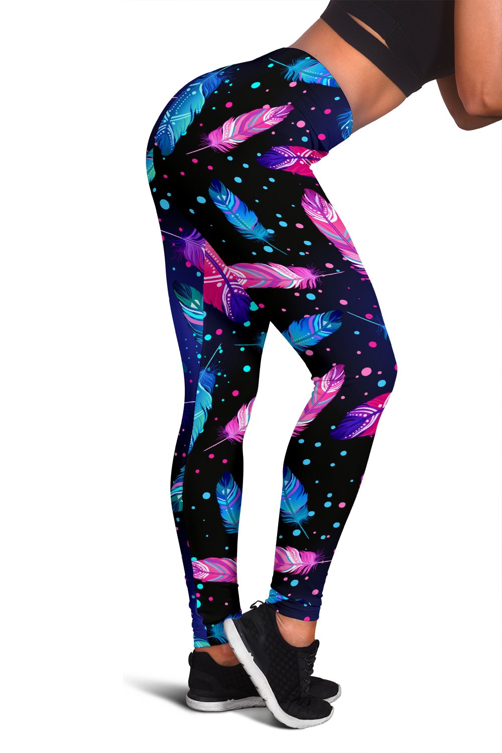 Feather Colorful Boho Design Print Women Leggings