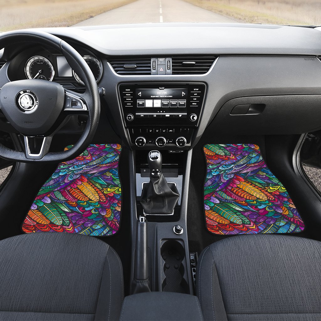 Feather Multicolor Design Print Car Floor Mats