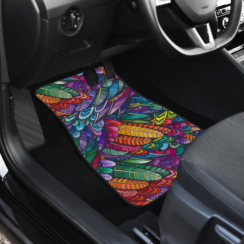 Feather Multicolor Design Print Car Floor Mats