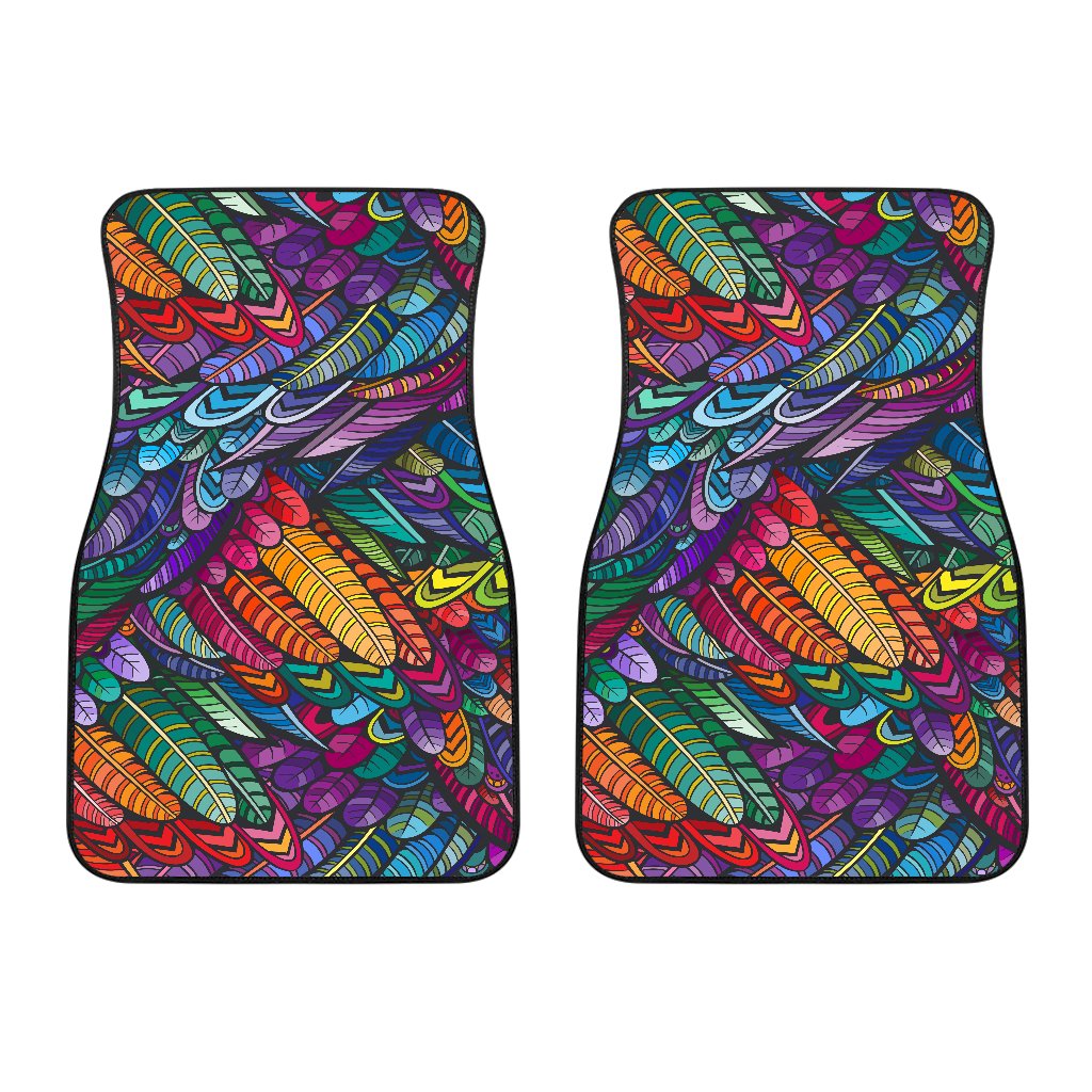 Feather Multicolor Design Print Car Floor Mats