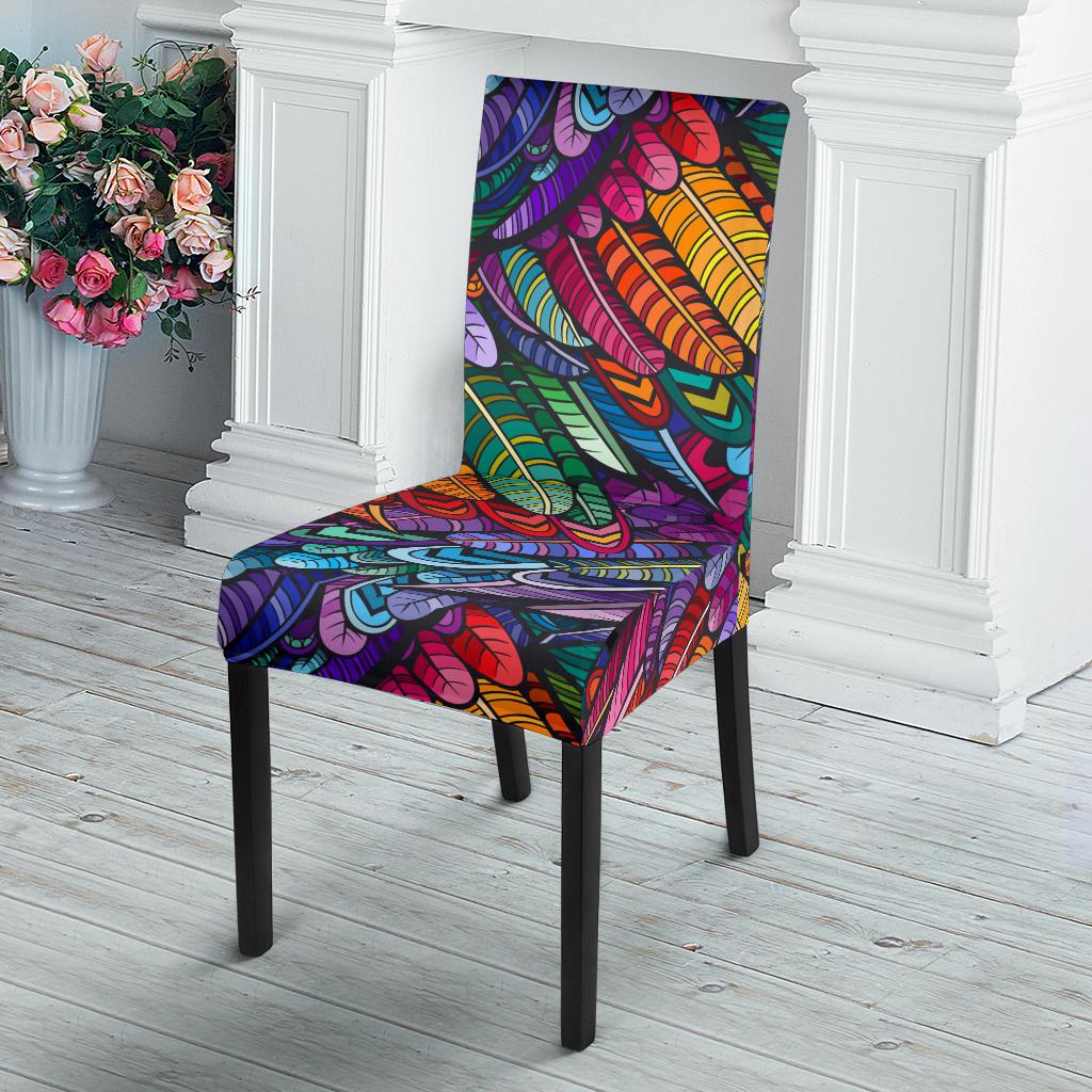 Feather Multicolor Design Print Dinning Chair Slipper-JTAMIGO.COM