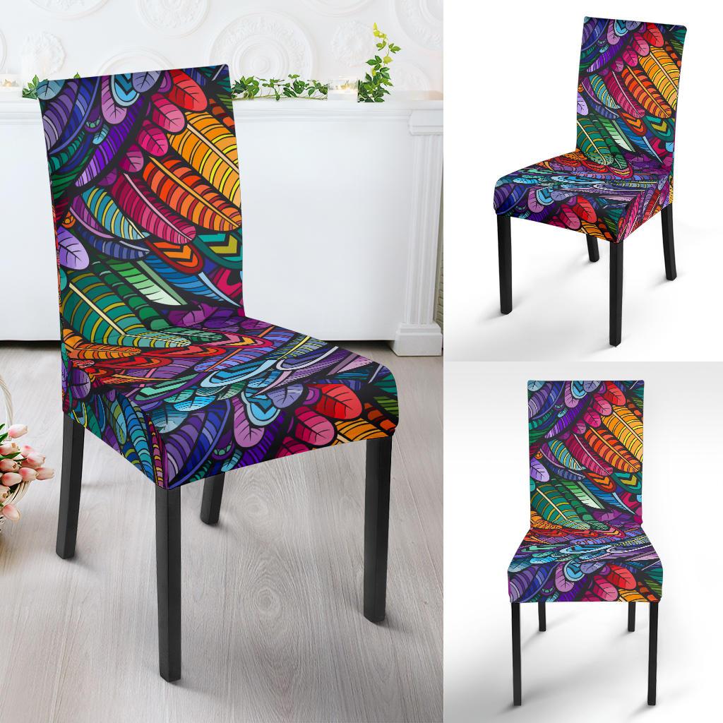 Feather Multicolor Design Print Dinning Chair Slipper-JTAMIGO.COM