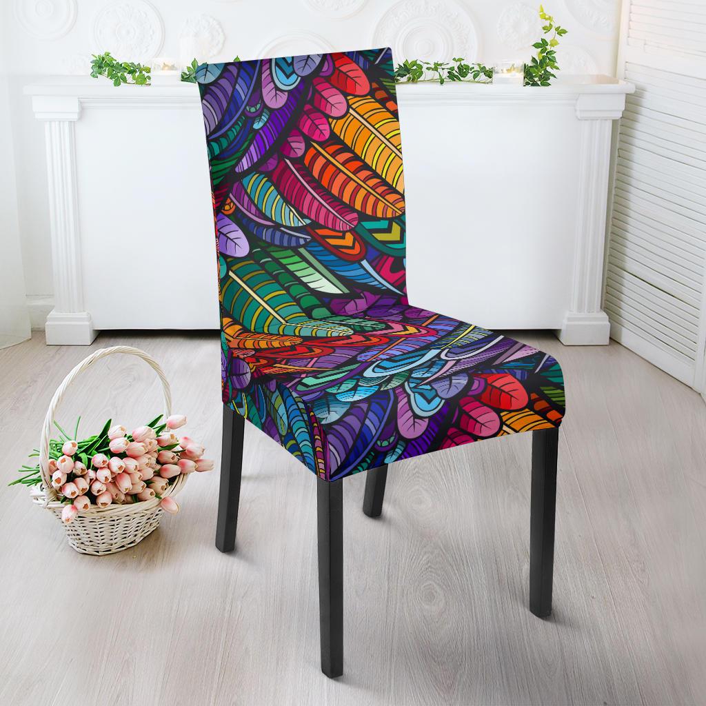 Feather Multicolor Design Print Dinning Chair Slipper-JTAMIGO.COM