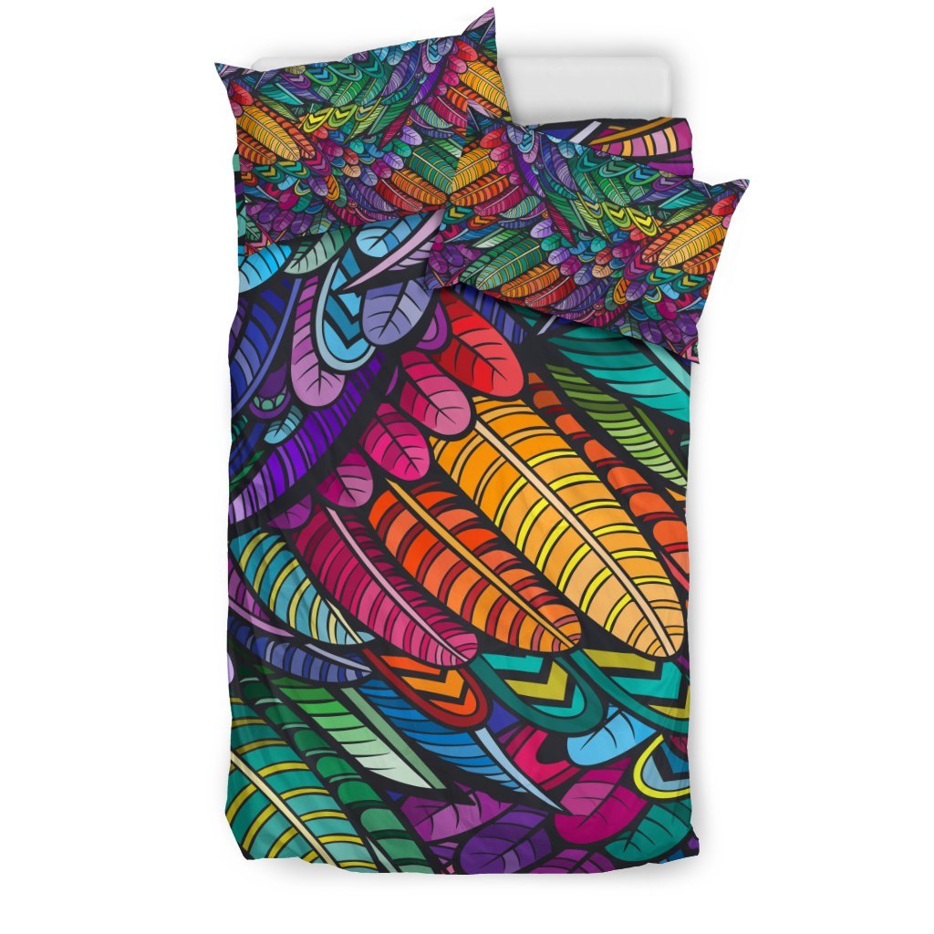 Feather Multicolor Design Print Duvet Cover Bedding Set