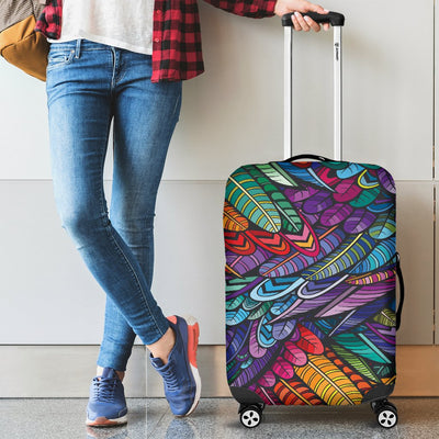 Feather Multicolor Design Print Luggage Cover Protector