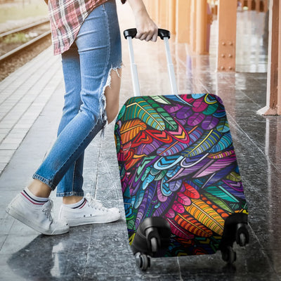Feather Multicolor Design Print Luggage Cover Protector