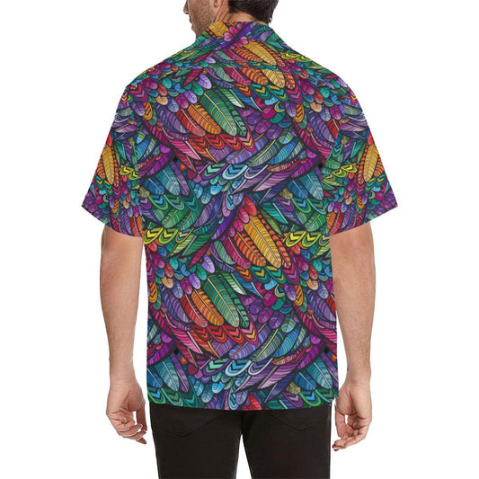 Feather Multicolor Design Print Men Aloha Hawaiian Shirt