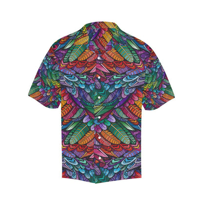 Feather Multicolor Design Print Men Aloha Hawaiian Shirt