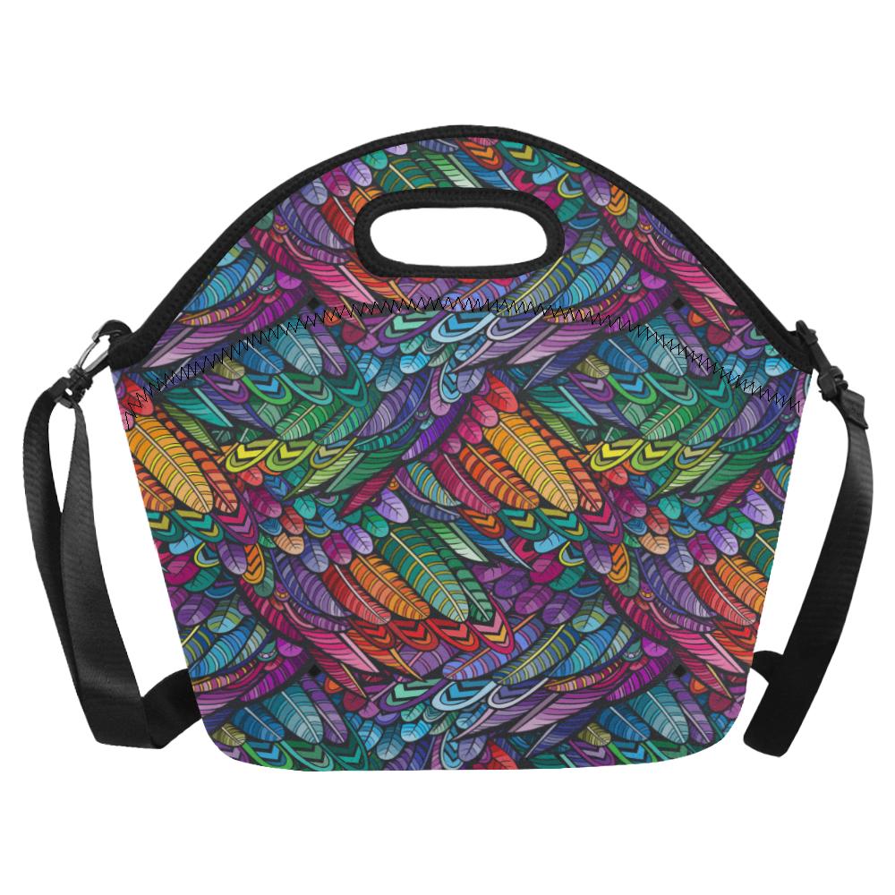 Feather Multicolor Design Print Neoprene Lunch Bag (Model 1669)(Large)-JTAMIGO.COM