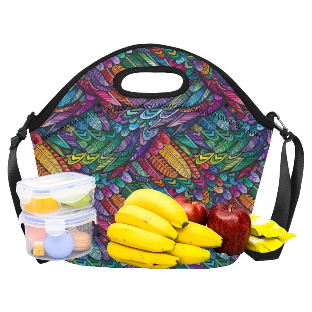 Feather Multicolor Design Print Neoprene Lunch Bag (Model 1669)(Large)-JTAMIGO.COM