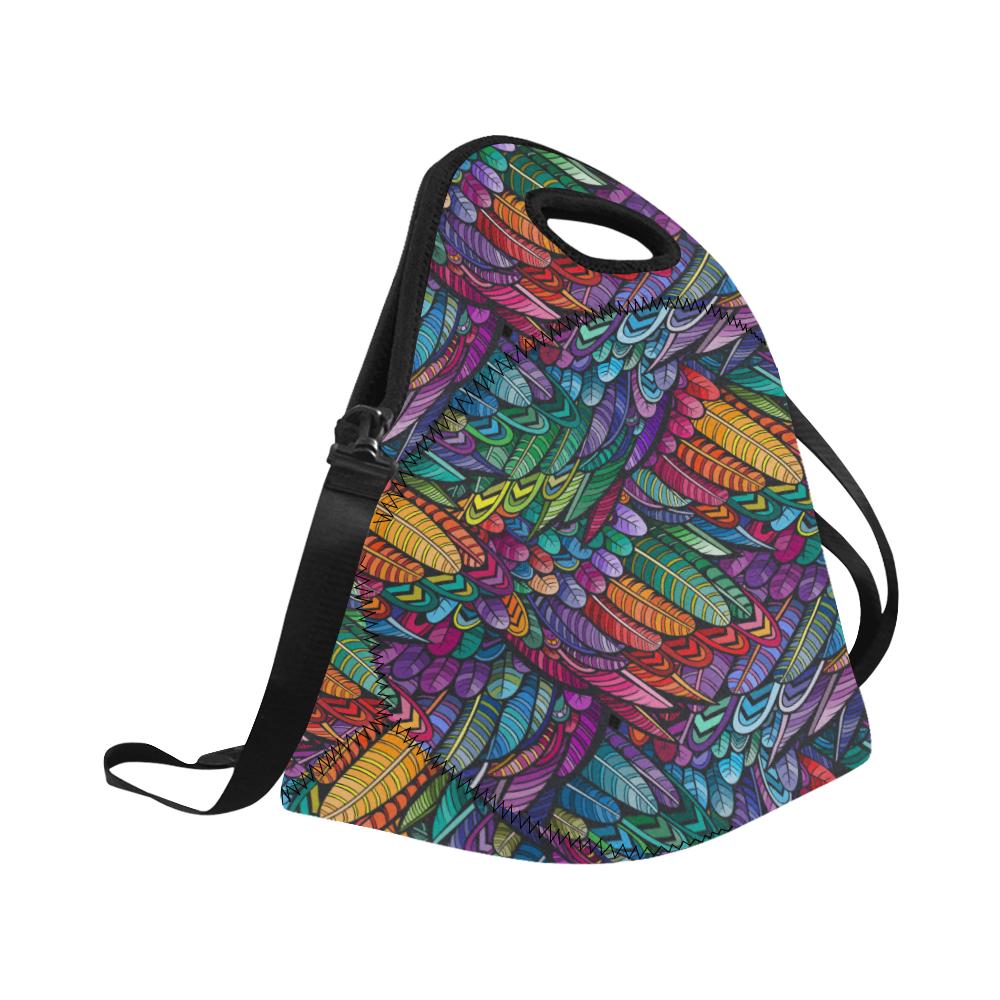 Feather Multicolor Design Print Neoprene Lunch Bag (Model 1669)(Large)-JTAMIGO.COM