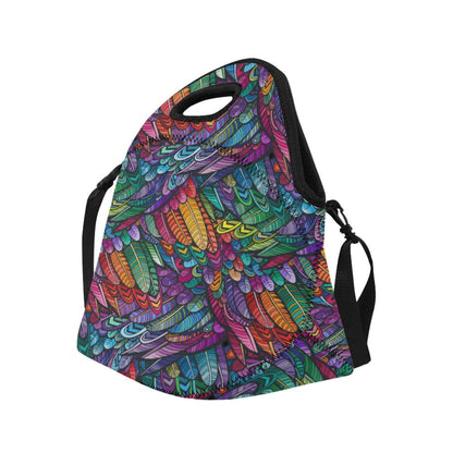 Feather Multicolor Design Print Neoprene Lunch Bag (Model 1669)(Large)-JTAMIGO.COM
