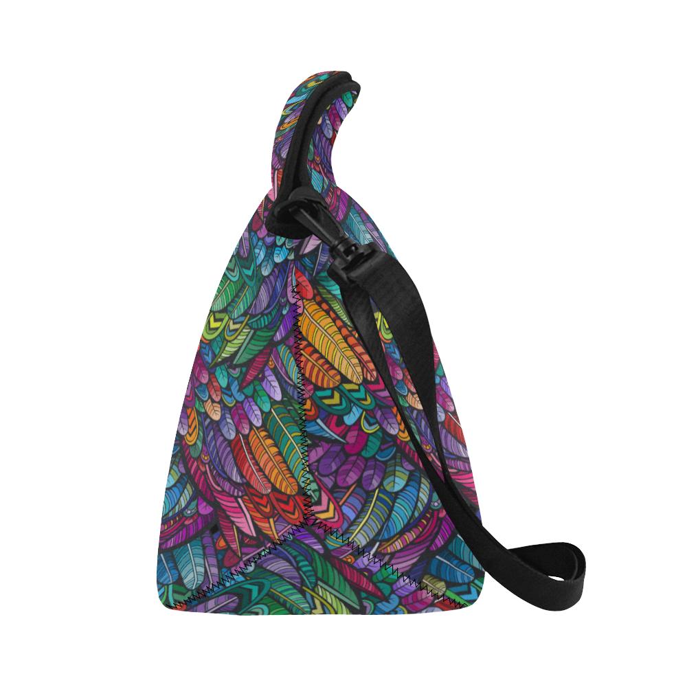 Feather Multicolor Design Print Neoprene Lunch Bag (Model 1669)(Large)-JTAMIGO.COM