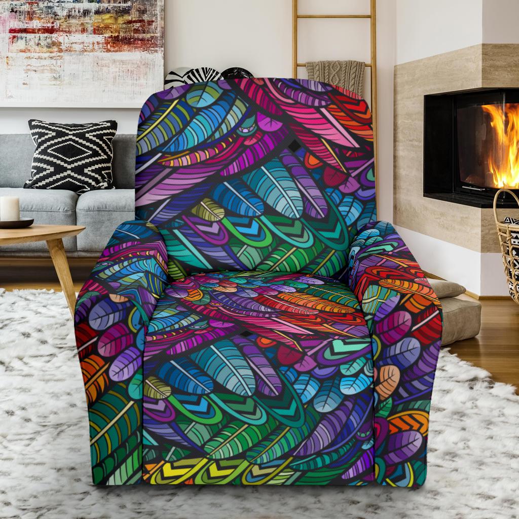 Feather Multicolor Design Print Single Sofa Slipcover -JTAMIGO.COM