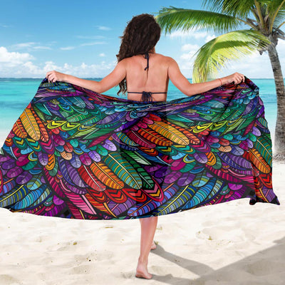 Feather Multicolor Design Print Sarong Pareo Wrap