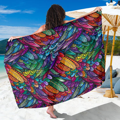 Feather Multicolor Design Print Sarong Pareo Wrap