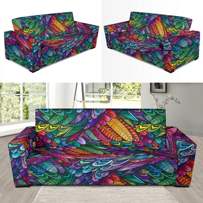 Feather Multicolor Design Print Sofa Slipcover-JTAMIGO.COM