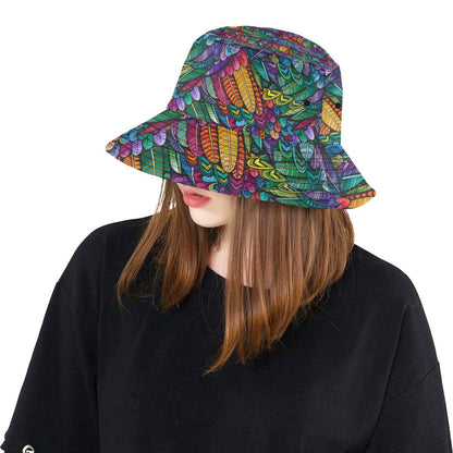 Feather Multicolor Design Print Unisex Bucket Hat