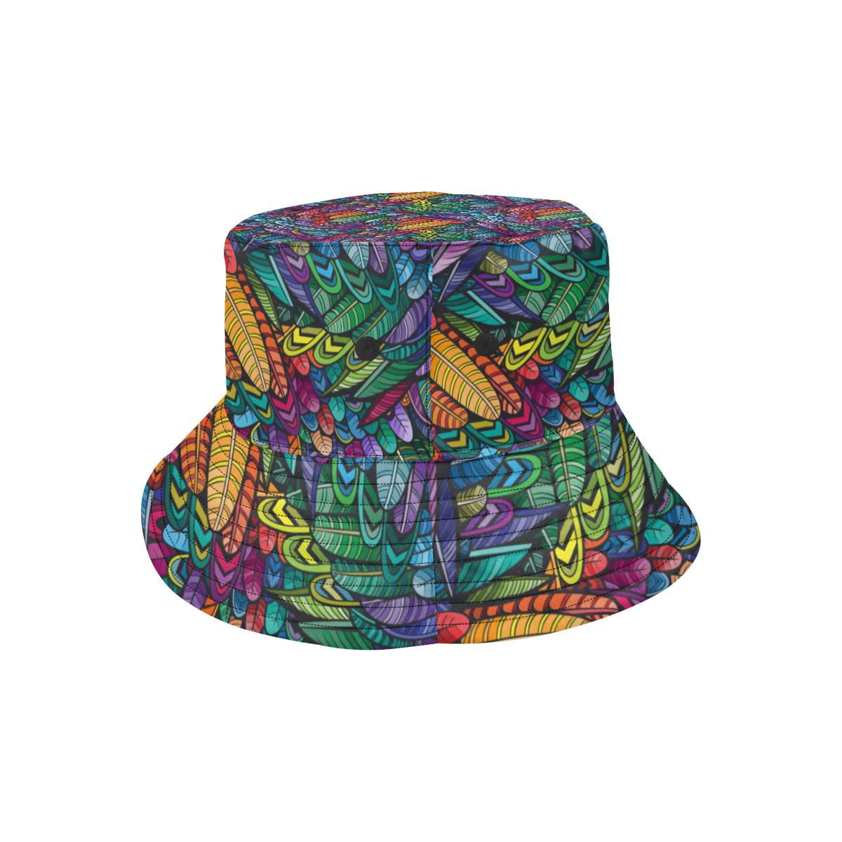 Feather Multicolor Design Print Unisex Bucket Hat
