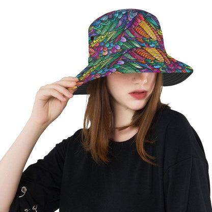 Feather Multicolor Design Print Unisex Bucket Hat