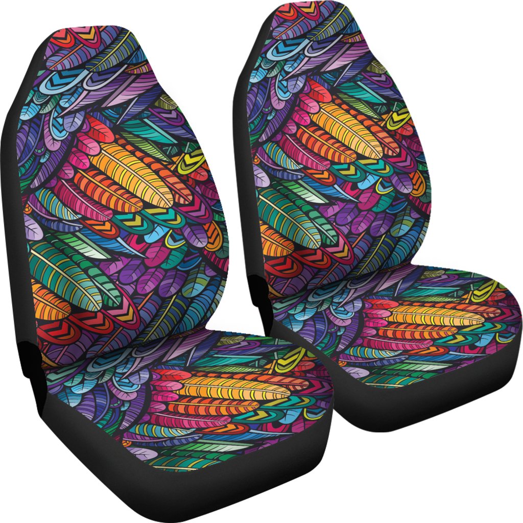 Feather Multicolor Design Print Universal Fit Car Seat Covers