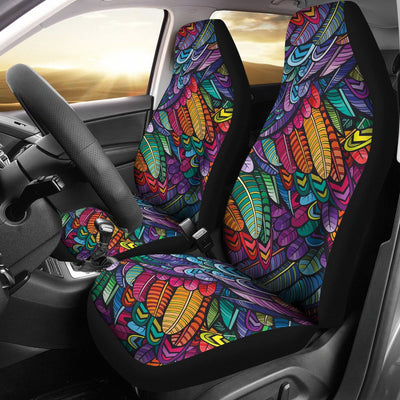 Feather Multicolor Design Print Universal Fit Car Seat Covers