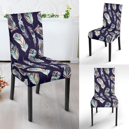 Feather Vintage Boho Design Print Dinning Chair Slipper-JTAMIGO.COM