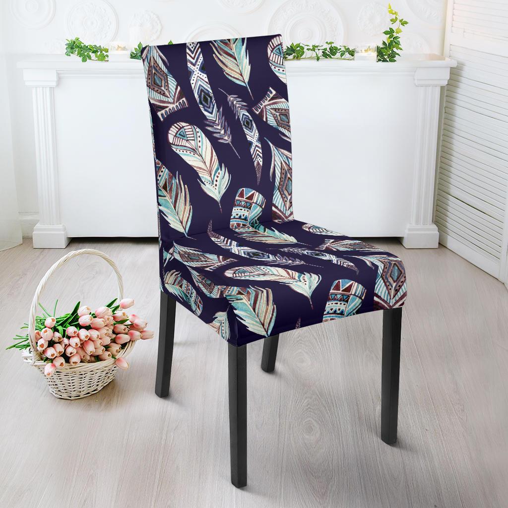 Feather Vintage Boho Design Print Dinning Chair Slipper-JTAMIGO.COM
