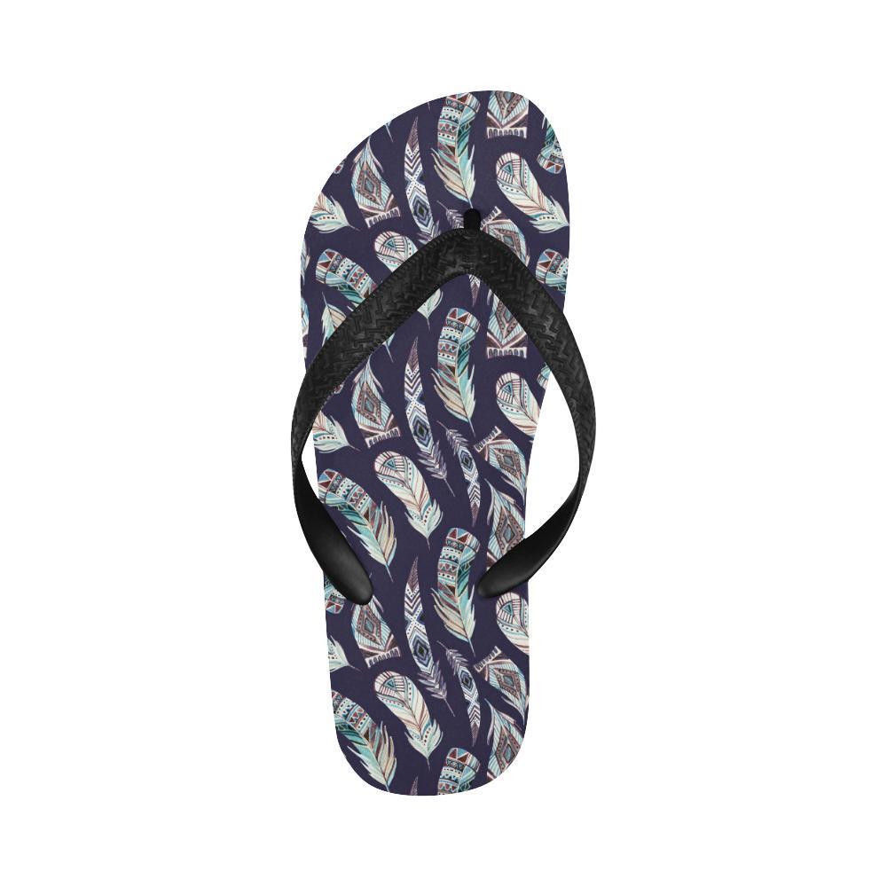 Feather Vintage Boho Design Print Flip Flops-JTAMIGO.COM