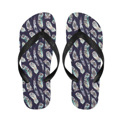 Feather Vintage Boho Design Print Flip Flops-JTAMIGO.COM