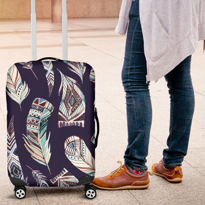 Feather Vintage Boho Design Print Luggage Cover Protector