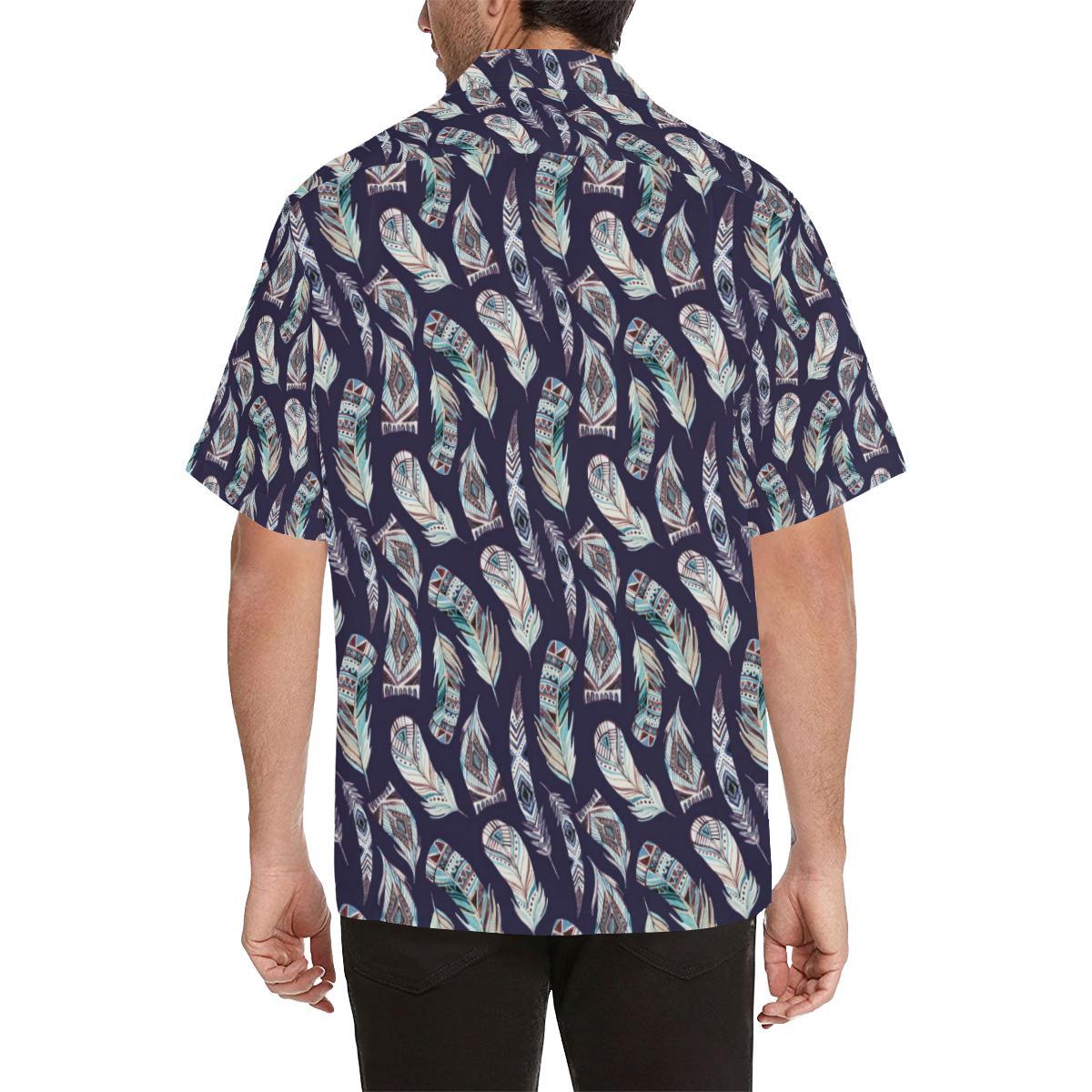 Feather Vintage Boho Design Print Men Aloha Hawaiian Shirt