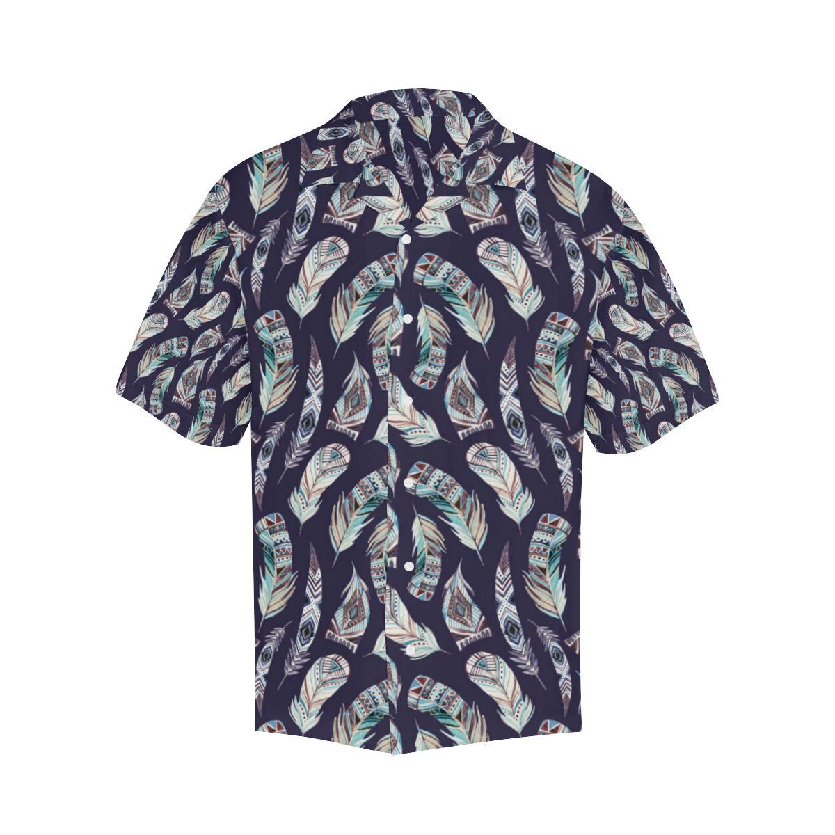 Feather Vintage Boho Design Print Men Aloha Hawaiian Shirt