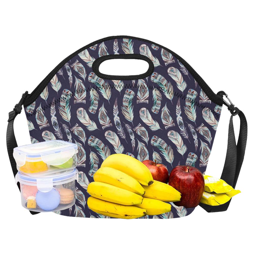 Feather Vintage Boho Design Print Neoprene Lunch Bag (Model 1669)(Large)-JTAMIGO.COM