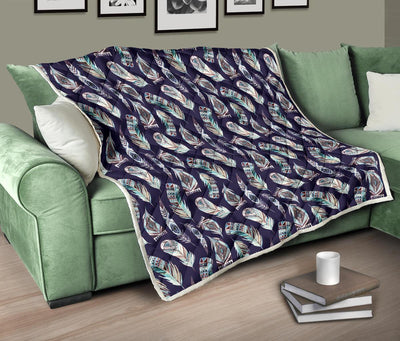 Feather Vintage Boho Design Print Premium Quilt-JTAMIGO.COM