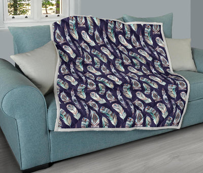 Feather Vintage Boho Design Print Premium Quilt-JTAMIGO.COM