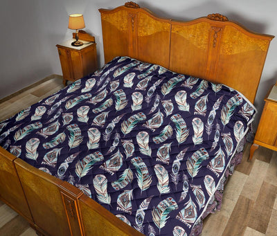 Feather Vintage Boho Design Print Premium Quilt-JTAMIGO.COM