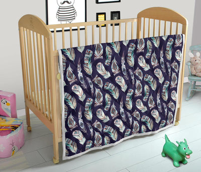 Feather Vintage Boho Design Print Premium Quilt-JTAMIGO.COM