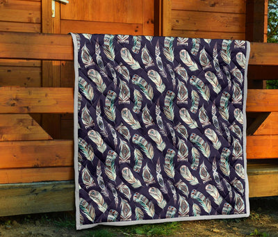 Feather Vintage Boho Design Print Premium Quilt-JTAMIGO.COM