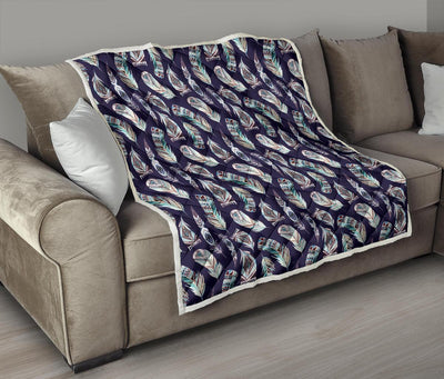 Feather Vintage Boho Design Print Premium Quilt-JTAMIGO.COM