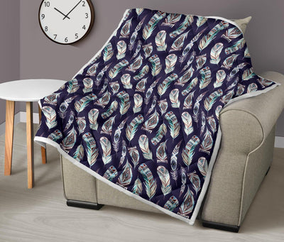 Feather Vintage Boho Design Print Premium Quilt-JTAMIGO.COM