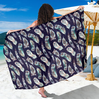 Feather Vintage Boho Design Print Sarong Pareo Wrap