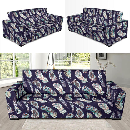 Feather Vintage Boho Design Print Sofa Slipcover-JTAMIGO.COM