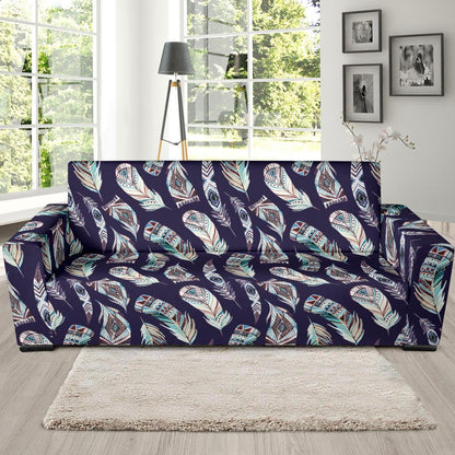 Feather Vintage Boho Design Print Sofa Slipcover-JTAMIGO.COM