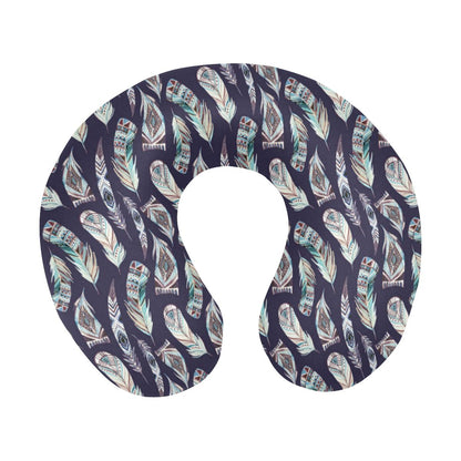 Feather Vintage Boho Design Print U-Shaped Travel Neck Pillow-JTAMIGO.COM