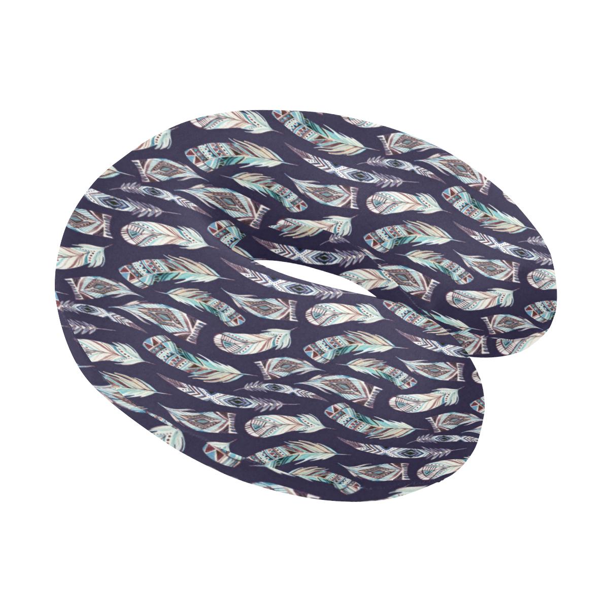 Feather Vintage Boho Design Print U-Shaped Travel Neck Pillow-JTAMIGO.COM