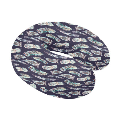 Feather Vintage Boho Design Print U-Shaped Travel Neck Pillow-JTAMIGO.COM