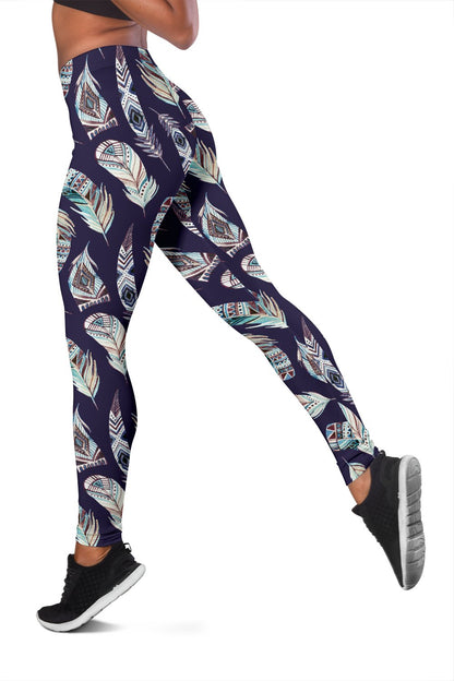 Feather Vintage Boho Design Print Women Leggings